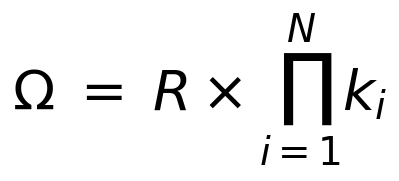 Equation: Omega = R times product of k_i